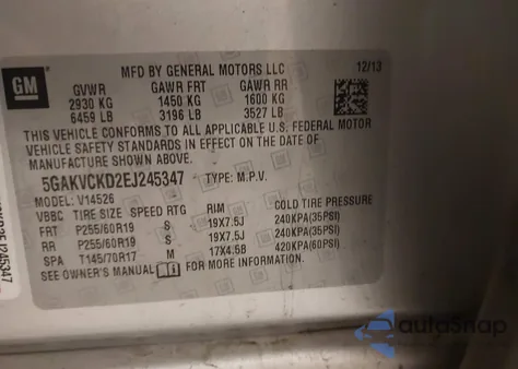 2014 Buick Enclave z USA, uszkodzony, nr VIN 5GAKVCKD2EJ245347